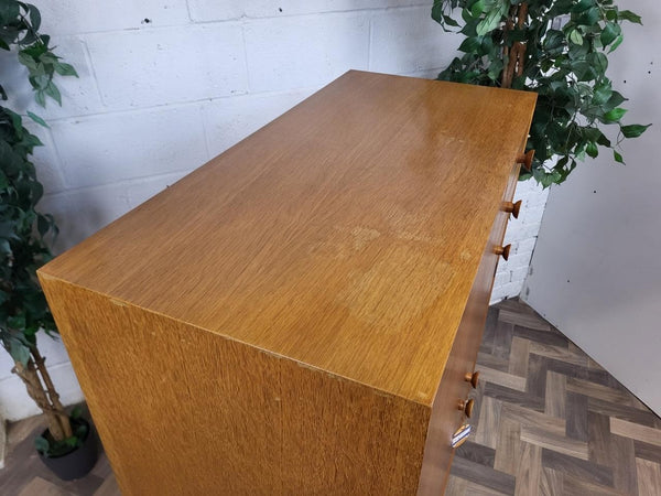 Vintage Mid-Century Meredew Gentlemans Wardrobe Tallboy Blonde Oak Retro MCM