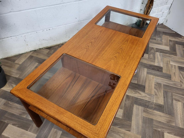Vintage Mid-Century G Plan Teak & Glass Long Coffee Table With Drawer Danish MCM