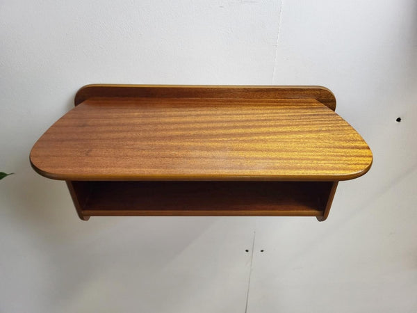 Vintage Mid-Century Teak Floating Hall Telephone Shelf Danish Scandi Retro MCM