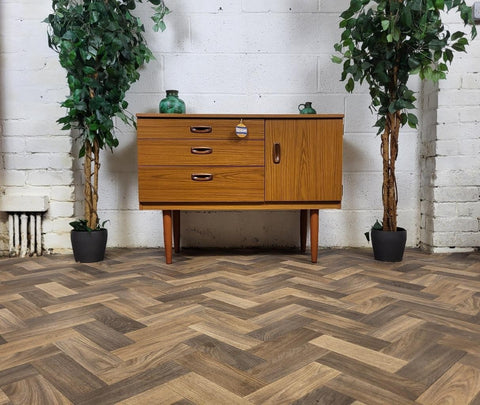 Vintage Mid-Century Schreiber Teak Formica Compact Mini Sideboard Scandi Retro