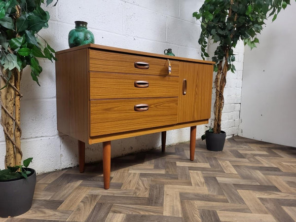 Vintage Mid-Century Schreiber Teak Formica Compact Mini Sideboard Scandi Retro