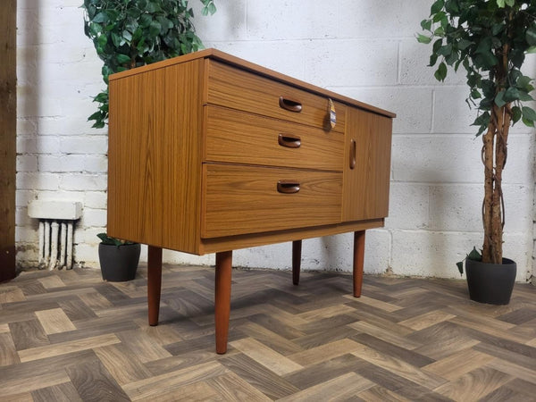 Vintage Mid-Century Schreiber Teak Formica Compact Mini Sideboard Scandi Retro