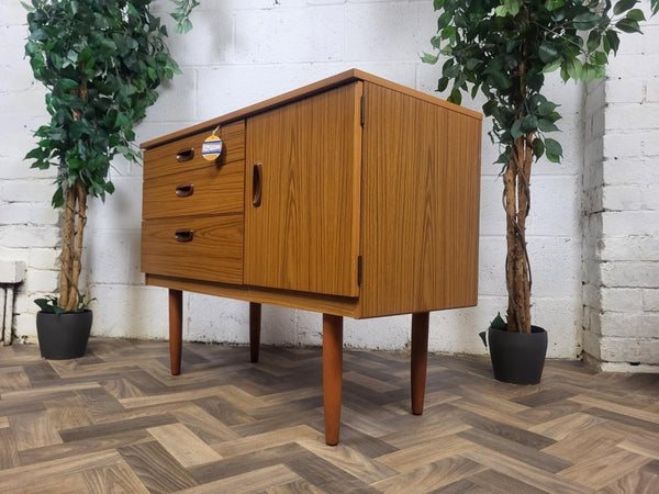 Vintage Mid-Century Schreiber Teak Formica Compact Mini Sideboard Scandi Retro