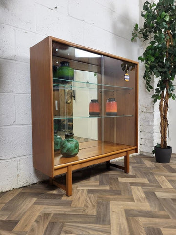Vintage Mid-Century Turnidge Teak & Glass Display Cabinet Bookcase Scandi Retro