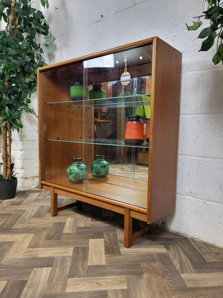 Vintage Mid-Century Turnidge Teak & Glass Display Cabinet Bookcase Scandi Retro