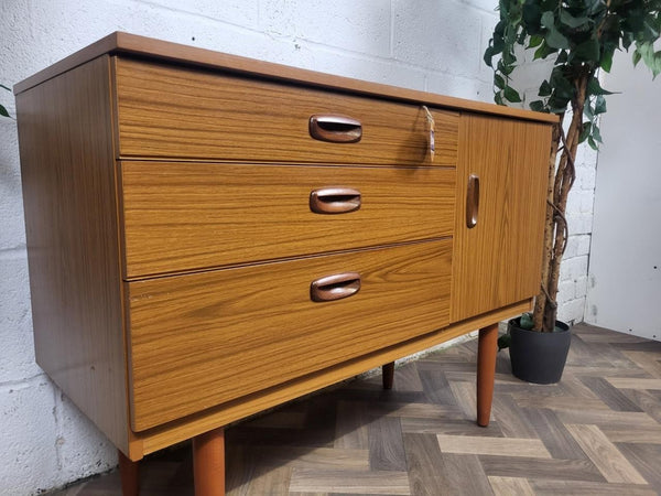 Vintage Mid-Century Schreiber Teak Formica Compact Mini Sideboard Scandi Retro