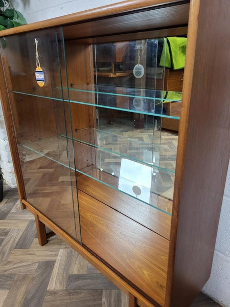 Vintage Mid-Century Turnidge Teak & Glass Display Cabinet Bookcase Scandi Retro