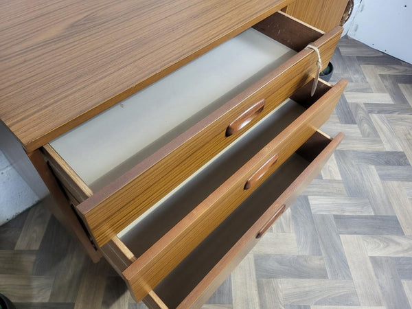 Vintage Mid-Century Schreiber Teak Formica Compact Mini Sideboard Scandi Retro