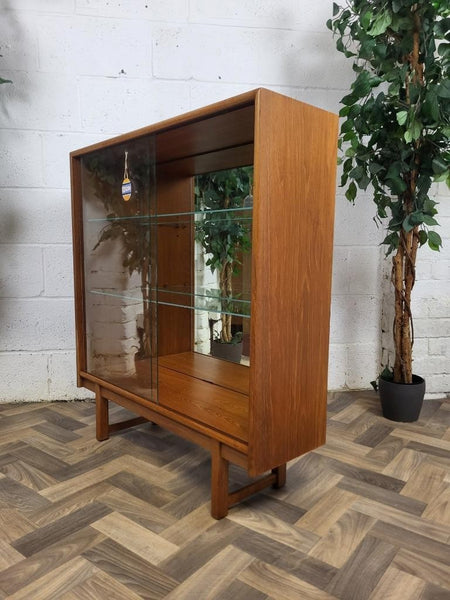 Vintage Mid-Century Turnidge Teak & Glass Display Cabinet Bookcase Scandi Retro