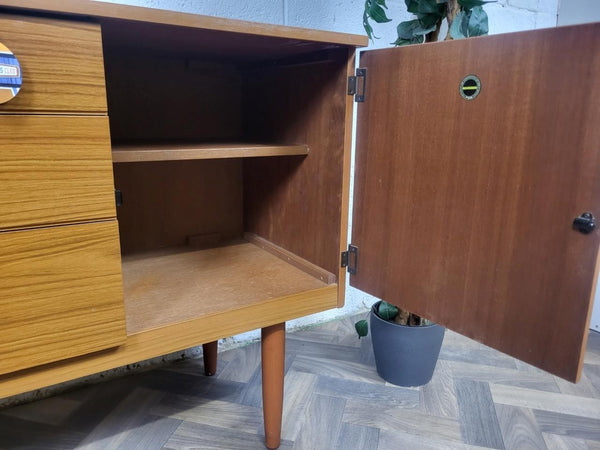 Vintage Mid-Century Schreiber Teak Formica Compact Mini Sideboard Scandi Retro