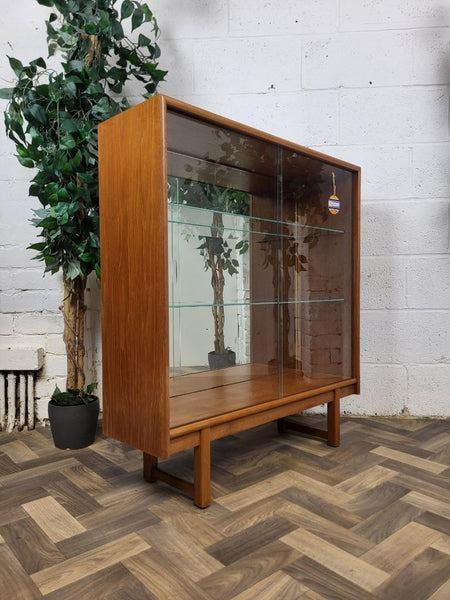 Vintage Mid-Century Turnidge Teak & Glass Display Cabinet Bookcase Scandi Retro