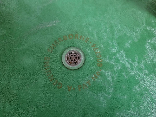 Vintage Mid-Century Sherborne Small Green Vinyl Round Stool Pouffe Retro 70's