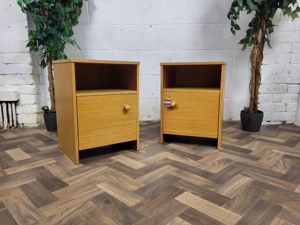 Pair Of Vintage Mid-Century Avalon Blonde Oak Bedside Cabinets Scandi Retro MCM