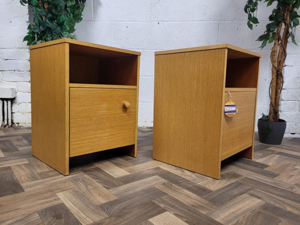 Pair Of Vintage Mid-Century Avalon Blonde Oak Bedside Cabinets Scandi Retro MCM
