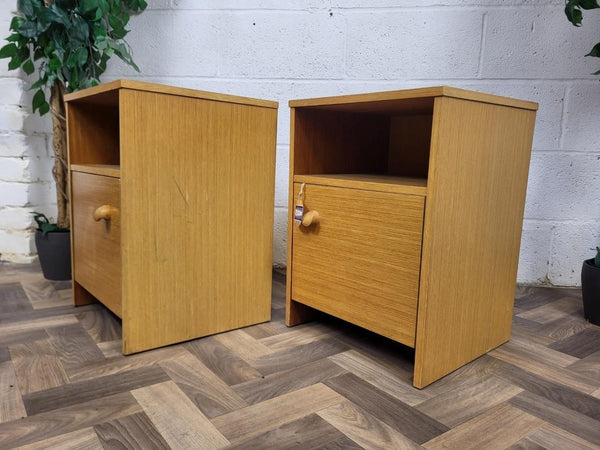Pair Of Vintage Mid-Century Avalon Blonde Oak Bedside Cabinets Scandi Retro MCM