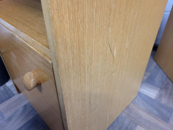 Pair Of Vintage Mid-Century Avalon Blonde Oak Bedside Cabinets Scandi Retro MCM