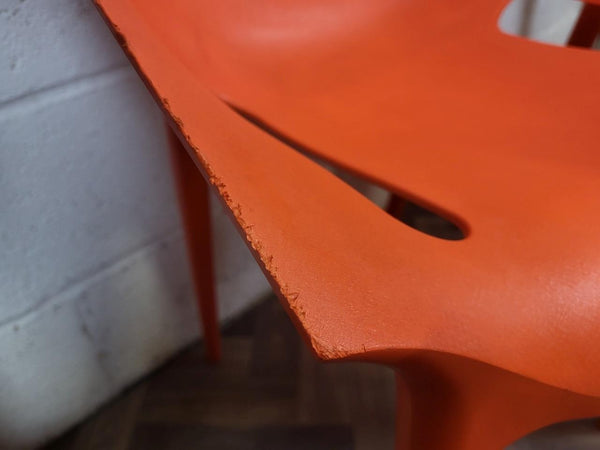 Set Of 4 Dr Yes Kartell Stacking Chairs By Philippe Starck Orange Plastic Retro