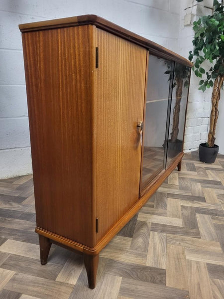 Vintage Mid-Century McIntosh Teak & Glass Long Bookcase Slim Sideboard Retro