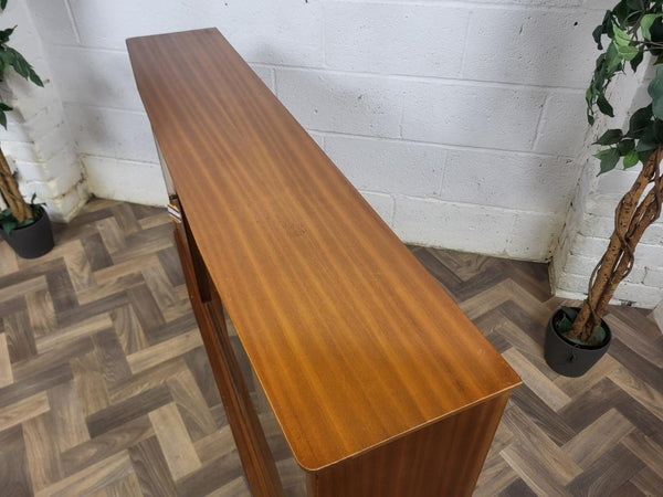 Vintage Mid-Century McIntosh Teak & Glass Long Bookcase Slim Sideboard Retro