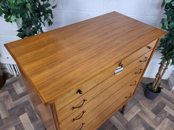Vintage Mid-Century Alfred Cox Walnut Chest Of 5 Drawers Scandi MCM Retro