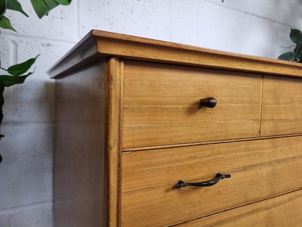 Vintage Mid-Century Alfred Cox Walnut Chest Of 5 Drawers Scandi MCM Retro