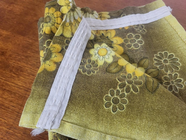 Beautiful Vintage 60's Mid-Century Barkcloth Curtains Yellow Floral MCM