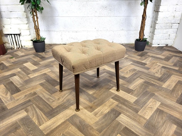 Vintage Mid-Century Brown Dressing Table Stool Retro 60's MCM