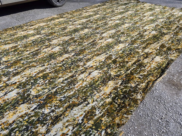 Vintage Mid-Century Axminster Wool Carpet Green & Brown Retro Pattern 70's MCM