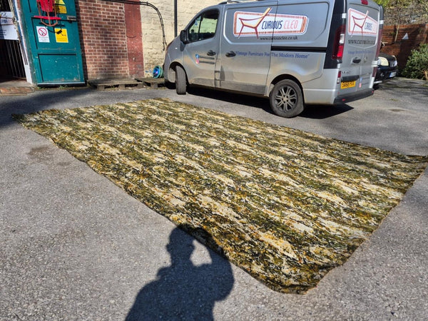 Vintage Mid-Century Axminster Wool Carpet Green & Brown Retro Pattern 70's MCM