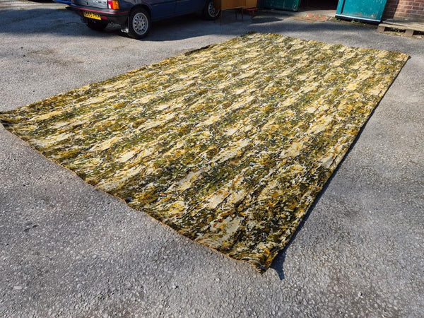 Vintage Mid-Century Axminster Wool Carpet Green & Brown Retro Pattern 70's MCM