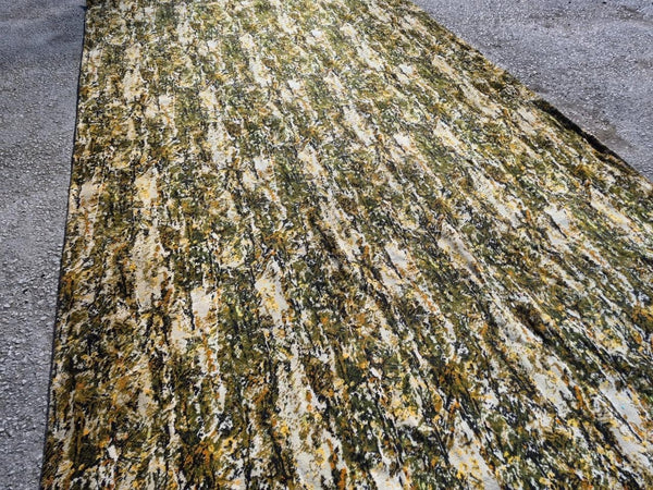 Vintage Mid-Century Axminster Wool Carpet Green & Brown Retro Pattern 70's MCM