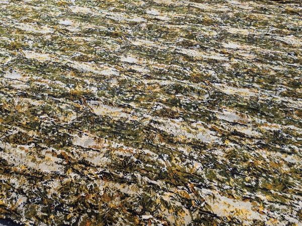 Vintage Mid-Century Axminster Wool Carpet Green & Brown Retro Pattern 70's MCM