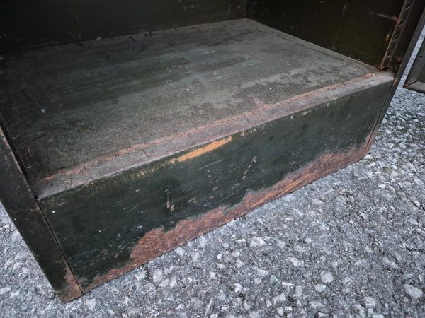 Pair Of Vintage Roneo Mid-Century Industrial Filing Locker Cabinets Green Metal