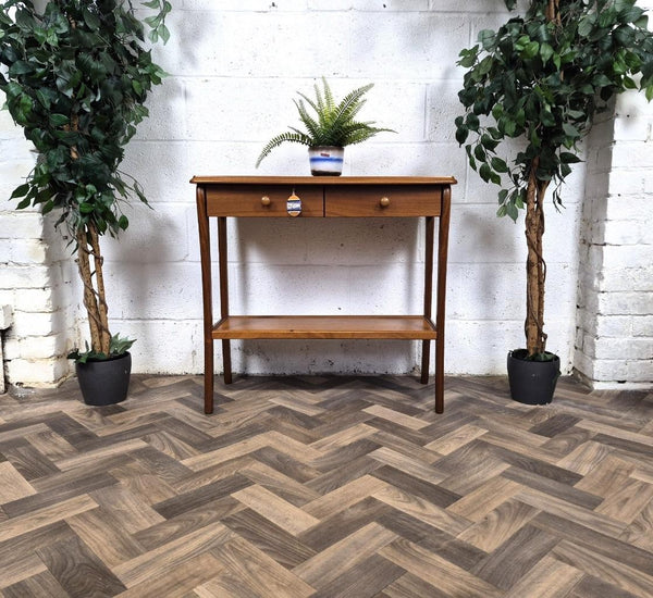 Vintage Mid-Century Sutcliffe Teak 2 Drawer Console Hall Table