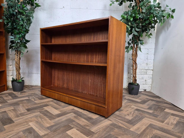 Vintage Mid-Century Teak & Glass Double Sided Bookcase Room Divider Scandi Retro