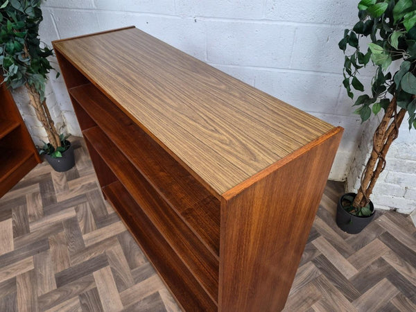 Vintage Mid-Century Teak & Glass Double Sided Bookcase Room Divider Scandi Retro