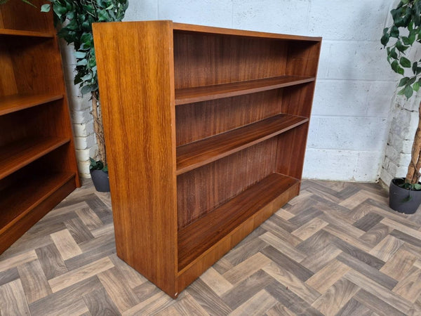 Vintage Mid-Century Teak & Glass Double Sided Bookcase Room Divider Scandi Retro