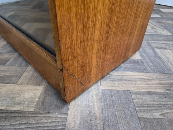 Vintage Mid-Century Teak & Glass Double Sided Bookcase Room Divider Scandi Retro
