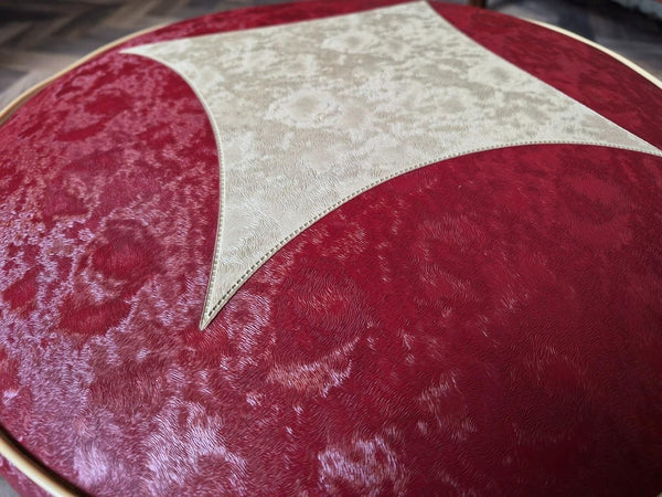 Vintage Mid-Century Sherborne Small Red Vinyl Round Stool Pouffe Retro 70's