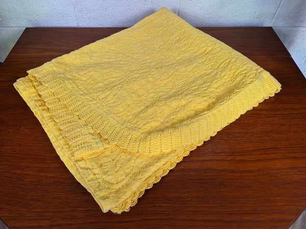 Vintage Mid-Century Jonelle Yellow Candlewick Cotton Bedspread Retro