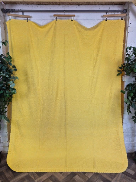Vintage Mid-Century Jonelle Yellow Candlewick Cotton Bedspread Retro