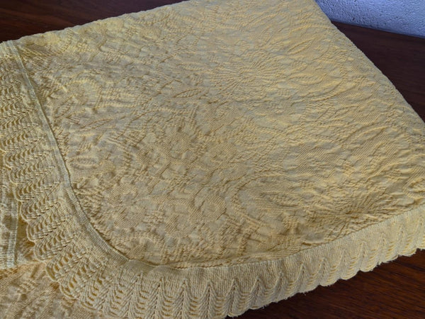 Vintage Mid-Century Jonelle Yellow Candlewick Cotton Bedspread Retro