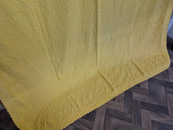 Vintage Mid-Century Jonelle Yellow Candlewick Cotton Bedspread Retro