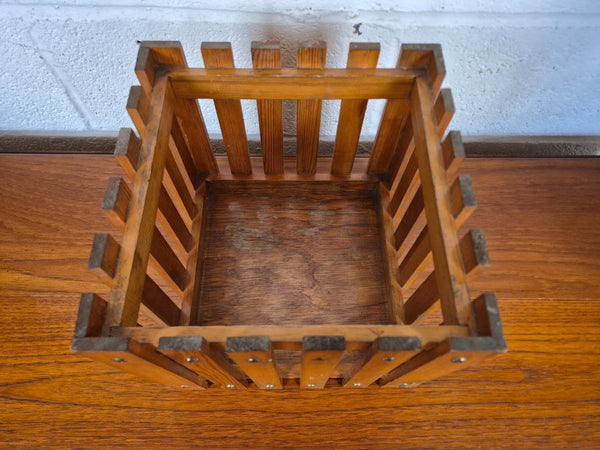 Vintage Mid-Century Pine Wooden Planter Plant Stand Scandi Retro MCM