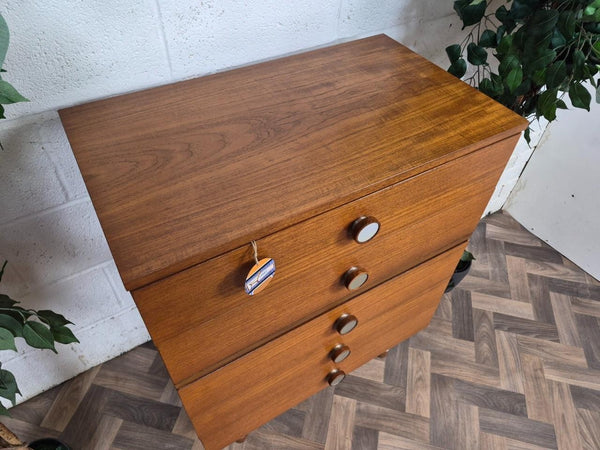 Vintage Mid-Century Teak Tallboy Chest Of 5 Drawers Scandi Retro MCM