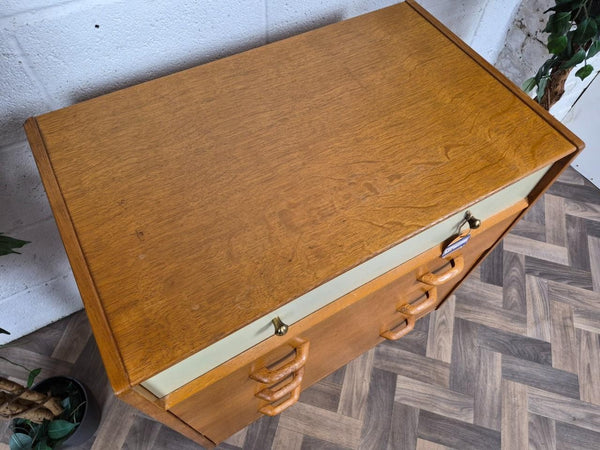 Vintage Mid-Century G Plan Brandon Oak & White Chest Of 4 Drawers