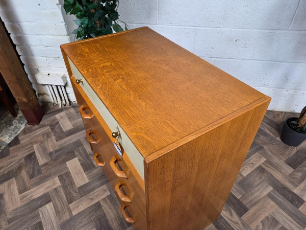 Vintage Mid-Century G Plan Brandon Oak & White Chest Of 4 Drawers