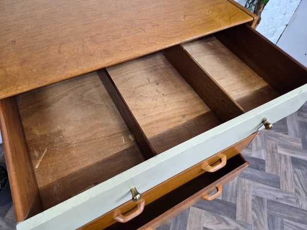 Vintage Mid-Century G Plan Brandon Oak & White Chest Of 4 Drawers