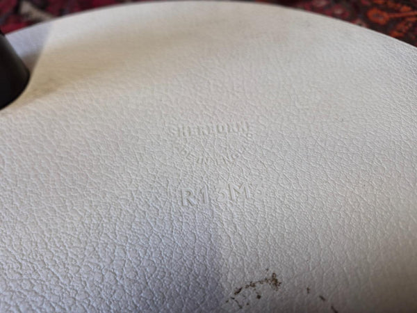 Vintage Mid-Century Sherborne White & Black Vinyl Foot Stool Pouffe Retro 70's