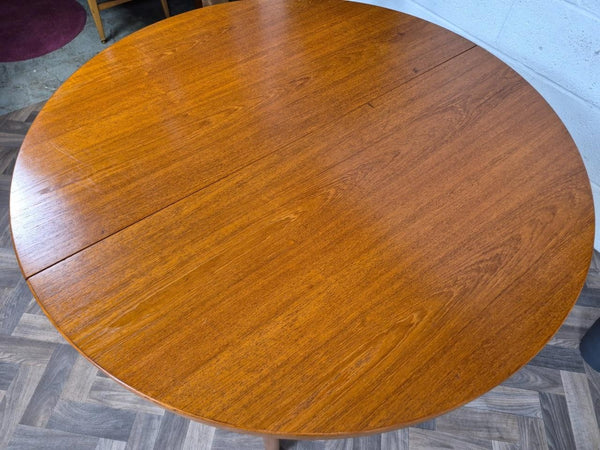 Vintage Mid-Century Round Teak Extending Dining Table Scandi Danish Retro MCM